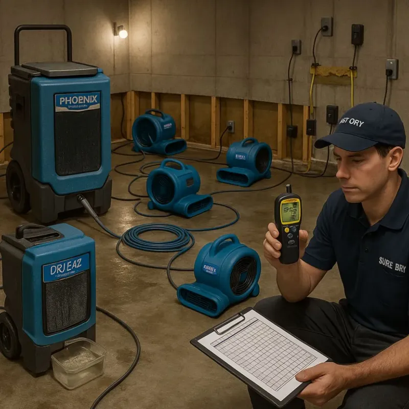 Structural Drying and Dehumidification process in Bastrop, LA